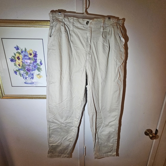 American Eagle Outfitters Pants - American Eagle Women's Pants size 14 Straight High Rise Stretch Khaki Tan